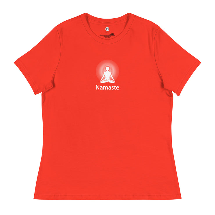 "Namaste" Positive Thought Brand Women's Relaxed T-Shirt (White Graphic)