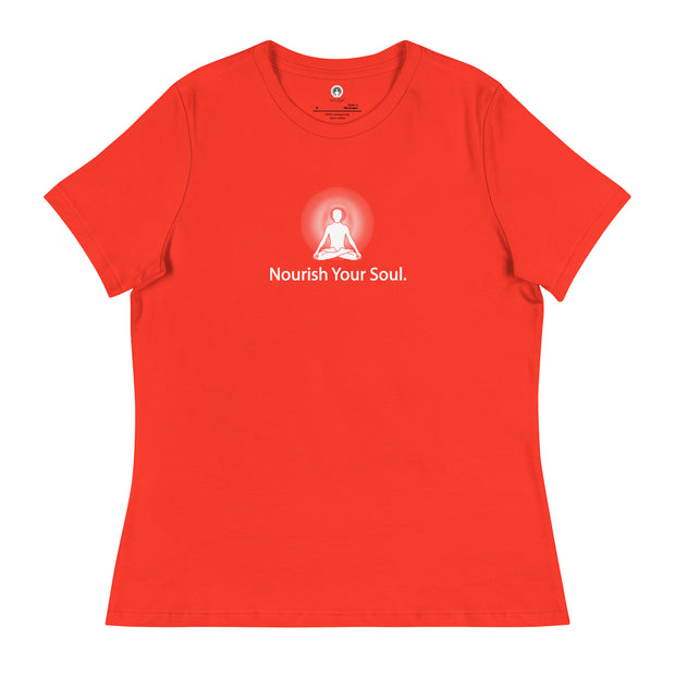 "Nourish Your Soul" Positive Thought Brand Women's Relaxed T-Shirt (White Graphic)