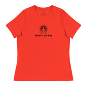 "Belief is the Key" Positive Thought Brand Women's Relaxed T-Shirt (Black Graphic)