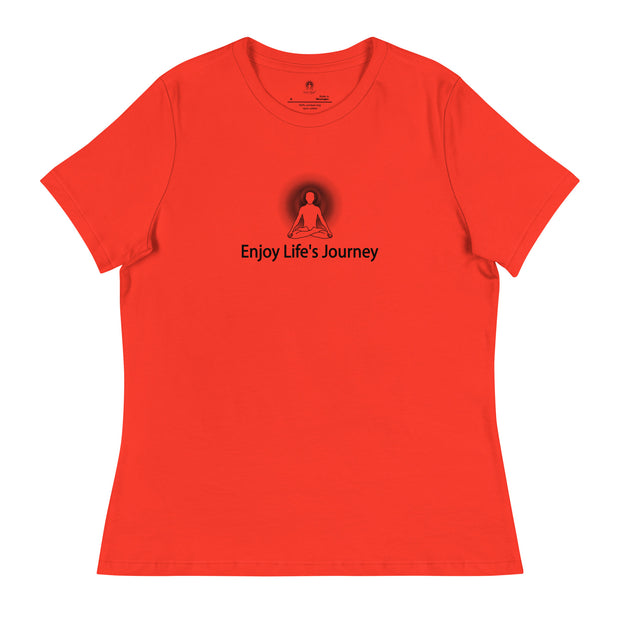 "Enjoy Life's Journey" Positive Thought Brand Women's Relaxed T-Shirt (Black Graphic)