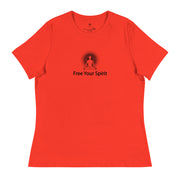 "Free Your Spirit" Positive Thought Brand Women's Relaxed T-Shirt (Black Graphic)