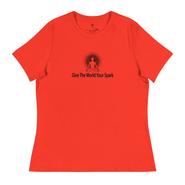 "Give the World Your Spark" Positive Thought Brand Women's Relaxed T-Shirt (Black Graphic)