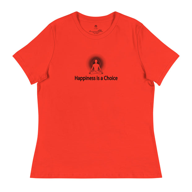 "Happiness is a Choice" Positive Thought Brand Women's Relaxed T-Shirt (Black Graphic)