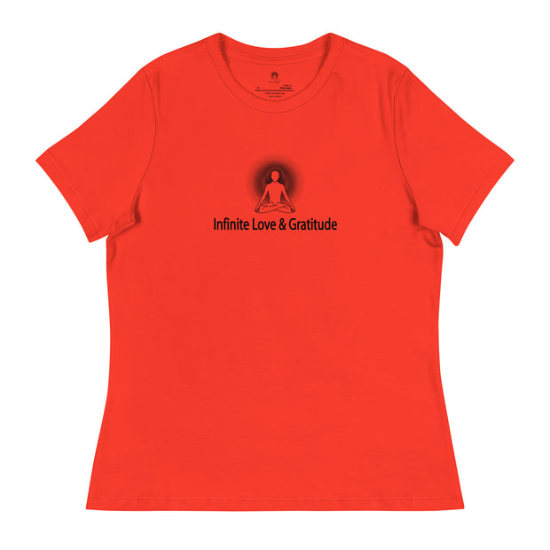 "Infinite Love & Gratitude" Positive Thought Brand Women's Relaxed T-Shirt (Black Graphic)