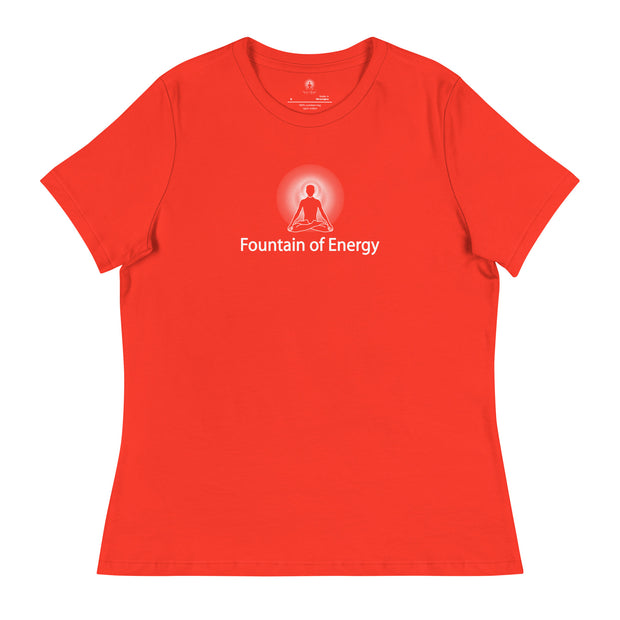 "Fountain of Energy" Positive Thought Brand Women's Relaxed T-Shirt (White Graphc)