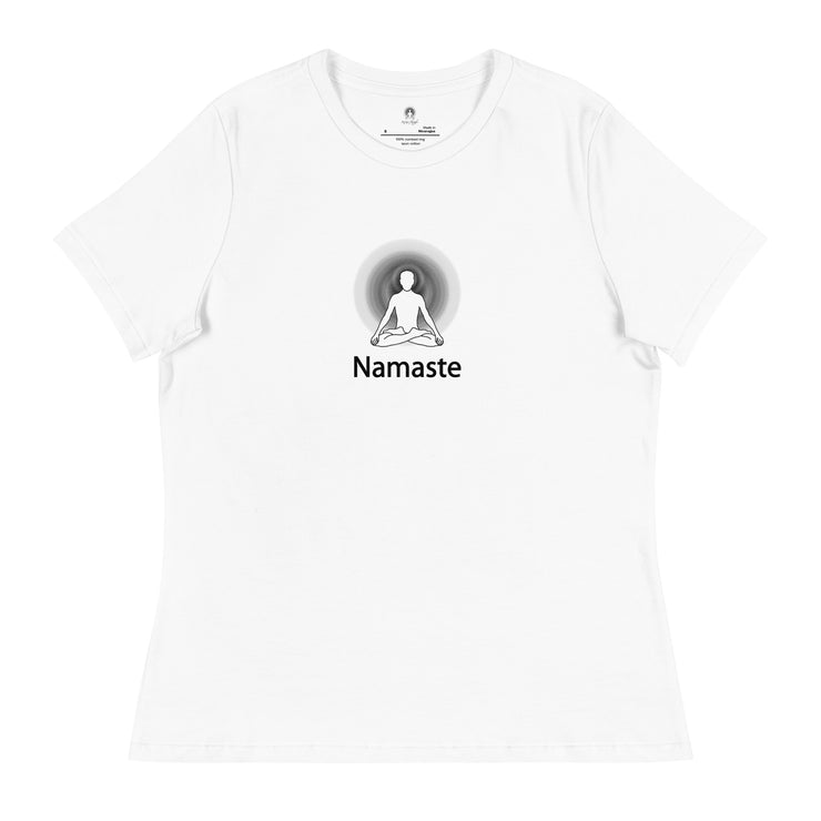 "Namaste" Positive Thought Brand Women's Relaxed T-Shirt (Black Lettering)