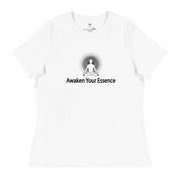 "Awaken Your Essence" Positive Thought Brand Women's Relaxed T-Shirt (Black Lettering)