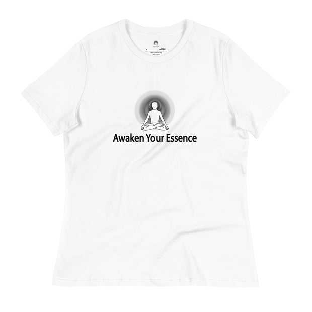 "Awaken Your Essence" Women's Relaxed T-Shirt (Black Graphic)