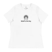 "Belief is the Key" Positive Thought Brand Women's Relaxed T-Shirt (Black Graphic)