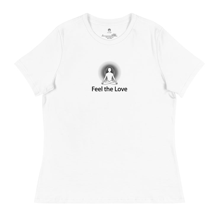"Feel the Love" Positive Thought Brand Women's Relaxed T-Shirt (Black Graphic)