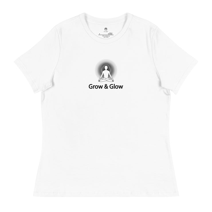 "Grow & Glow" Positive Thought Brand Women's Relaxed T-Shirt (Black Graphic)