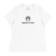"Happiness is a Choice" Positive Thought Brand Women's Relaxed T-Shirt (Black Graphic)