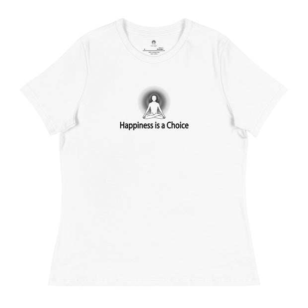"Happiness is a Choice" Positive Thought Brand Women's Relaxed T-Shirt (Black Graphic)
