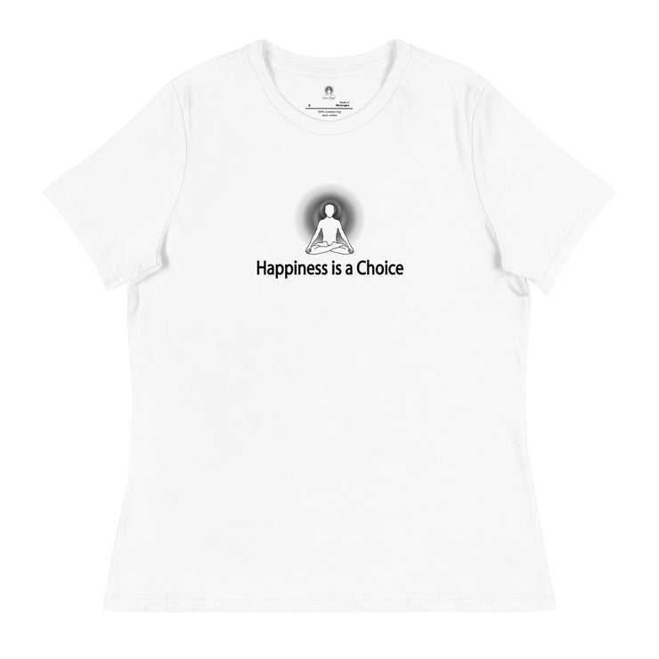 "Happiness is a Choice" Positive Thought Brand Women's Relaxed T-Shirt (Black Graphic)