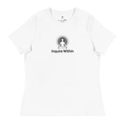 "Inquire Within" Positive Thought Brand Women's Relaxed T-Shirt (Black Graphic)