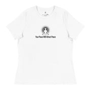 "Your Peace will Attract Peace" Positive Thought Brand Women's Relaxed T-Shirt (Black Graphic)